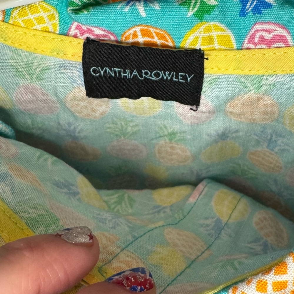 NWOT✨ Cynthia Rowley Multi Pineapple Hawaiian Style Pet Shirt, Medium *3/$15* - Picture 6 of 11